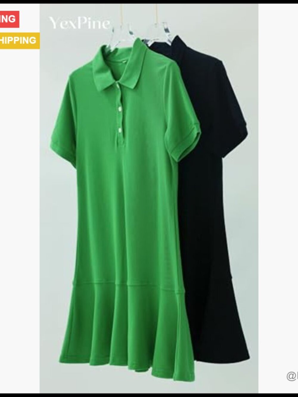 Cotton Blend Polo Dress with Ruffle Hem for Active Summer Wear - Picture 5 of 7